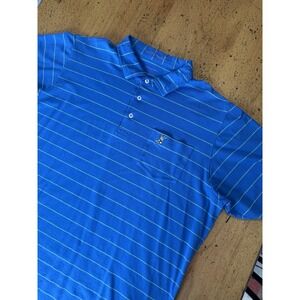 B Draddy Winged Foot Golf Club Polo Shirt Men's Large Cotton Blue Striped
